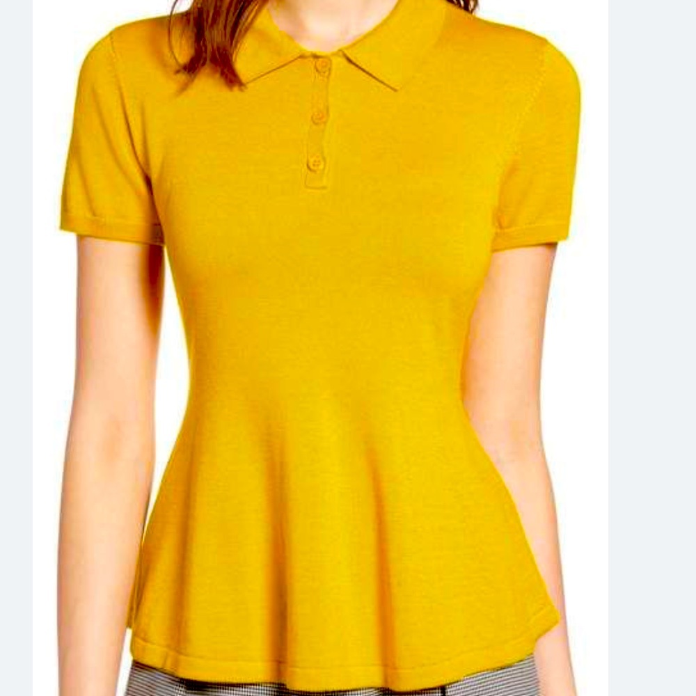 HALOGEN Peplum Top - Mustard XS